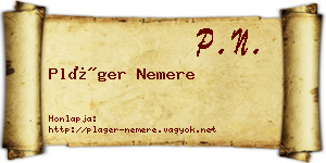 Pláger Nemere névjegykártya